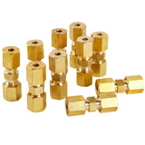 LTWFITTING 1/8 inch OD Compression Union,Brass Compression Fitting(Pack of 10)