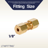LTWFITTING 1/8 inch OD Compression Union,Brass Compression Fitting(Pack of 30)