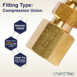 LTWFITTING 1/8 inch OD Compression Union,Brass Compression Fitting(Pack of 500)
