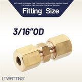 LTWFITTING 3/16 inch OD Compression Union,Brass Compression Fitting(Pack of 10)