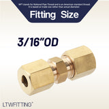 LTWFITTING 3/16-Inch OD Compression Union,Brass Compression Fitting(Pack of 10)