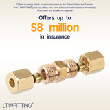 LTWFITTING 3/16 inch OD Compression Union,Brass Compression Fitting(Pack of 10)