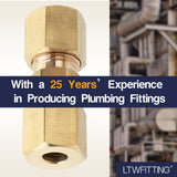 LTWFITTING 3/16 inch OD Compression Union,Brass Compression Fitting(Pack of 10)