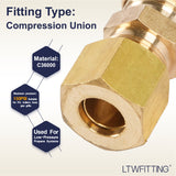 LTWFITTING 5/16 inch OD Compression Union,Brass Compression Fitting(Pack of 10)