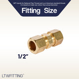 LTWFITTING 1/2 inch OD Compression Union,Brass Compression Fitting(Pack of 20)