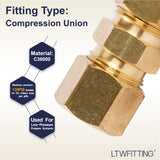 LTWFITTING 1/2 inch OD Compression Union,Brass Compression Fitting(Pack of 150)