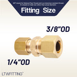 LTWFITTING 3/8-Inch OD x 1/4-Inch OD Compression Reducing Union,Brass Compression Fitting(Pack of 5)
