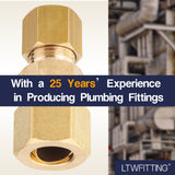 LTWFITTING 3/8-Inch OD x 1/4-Inch OD Compression Reducing Union,Brass Compression Fitting(Pack of 5)