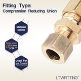 LTWFITTING 1/2 inch OD x 3/8 inch OD Compression Reducing Union,Brass Compression Fitting(Pack of 5)