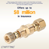 LTWFITTING 1/2 inch OD x 3/8 inch OD Compression Reducing Union,Brass Compression Fitting(Pack of 5)