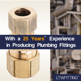 LTWFITTING 1/2 inch OD x 3/8 inch OD Compression Reducing Union,Brass Compression Fitting(Pack of 5)