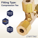 LTWFITTING 3/16 inch OD Compression Tee,Brass Compression Fitting(Pack of 200)