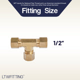 LTWFITTING 1/2 inch OD Compression Tee,Brass Compression Fitting(Pack of 5)