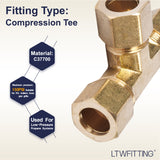 LTWFITTING 1/2 inch OD Compression Tee,Brass Compression Fitting(Pack of 5)