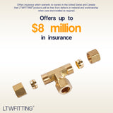 LTWFITTING 1/2 inch OD Compression Tee,Brass Compression Fitting(Pack of 5)