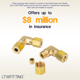 LTWFITTING 3/16-Inch OD 90 Degree Compression Union Elbow,Brass Compression Fitting (Pack of 25)