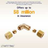 LTWFITTING 1/4 inch OD 90 Degree Compression Union Elbow,Brass Compression Fitting(Pack of 25)