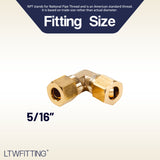 LTWFITTING 5/16 inch OD 90 Degree Compression Union Elbow,Brass Compression Fitting(Pack of 200)