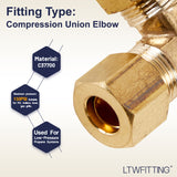 LTWFITTING 5/16 inch OD 90 Degree Compression Union Elbow,Brass Compression Fitting(Pack of 200)
