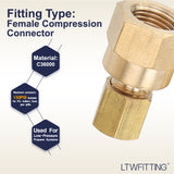 LTWFITTING Brass Compression Tube Fitting 1/8-Inch OD x 1/8-Inch Female NPT Coupler (Pack of 5 Sets)