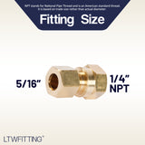 LTWFITTING Brass 5/16 OD x 1/4 Female NPT Compression Connector Fitting(Pack of 25)