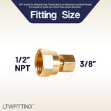 LTWFITTING Brass 3/8 OD x 1/2 Female NPT Compression Connector Fitting(Pack of 5)