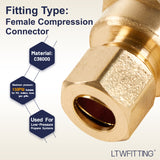 LTWFITTING Brass 3/8-Inch OD x 1/2-Inch Female NPT Compression Connector Fitting(Pack of 25)