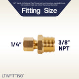LTWFITTING Brass 1/4-Inch OD x 3/8-Inch Male NPT Compression Connector Fitting(Pack of 30)