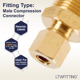 LTWFITTING Brass 1/4 OD x 3/8 Male NPT Compression Connector Fitting(Pack of 200)