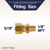 LTWFITTING Brass 5/16-Inch OD x 1/8-Inch Male NPT Compression Connector Fitting(Pack of 25)