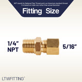 LTWFITTING Brass 5/16-Inch OD x 1/4-Inch Male NPT Compression Connector Fitting(Pack of 300)