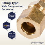 LTWFITTING Brass 3/8 OD x 1/8 Male NPT Compression Connector Fitting(Pack of 300)