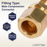 LTWFITTING Brass 1/2 OD x 1/4 Male NPT Compression Connector Fitting(Pack of 5)