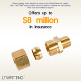 LTWFITTING Brass 1/2 OD x 1/4 Male NPT Compression Connector Fitting(Pack of 5)