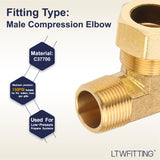 LTWFITTING 7/8-Inch OD x 3/4-Inch Male NPT 90 Degree Compression Elbow,Brass Compression Fitting(Pack of 50)