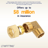LTWFITTING 7/8-Inch OD x 3/4-Inch Male NPT 90 Degree Compression Elbow,Brass Compression Fitting(Pack of 50)