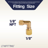 LTWFITTING 1/8-Inch OD x 1/8-Inch Male NPT 90 Degree Compression Elbow,Brass Compression Fitting (Pack of 5)