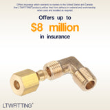 LTWFITTING 3/16-Inch OD x 1/8-Inch Male NPT 90 Degree Compression Elbow,Brass Compression Fitting (Pack of 5)
