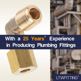 LTWFITTING 3/16-Inch OD x 1/8-Inch Male NPT 90 Degree Compression Elbow,Brass Compression Fitting (Pack of 5)
