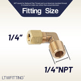 LTWFITTING 1/4-Inch OD x 1/4-Inch Male NPT 90 Degree Compression Elbow,Brass Compression Fitting(Pack of 25)