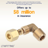 LTWFITTING 1/4-Inch OD x 1/4-Inch Male NPT 90 Degree Compression Elbow,Brass Compression Fitting(Pack of 25)