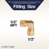 LTWFITTING 1/2-Inch OD x 1/2-Inch Male NPT 90 Degree Compression Elbow,Brass Compression Fitting(Pack of 5)
