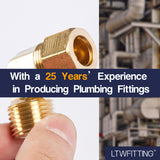 LTWFITTING 1/2-Inch OD x 1/2-Inch Male NPT 90 Degree Compression Elbow,Brass Compression Fitting(Pack of 100)
