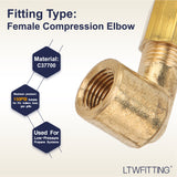 LTWFITTING 3/16-Inch OD x 1/8-Inch Female NPT 90 Degree Compression Elbow,Brass Compression Fitting(Pack of 25)