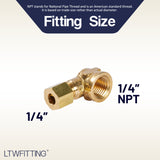 LTWFITTING 1/4-Inch OD x 1/4-Inch Female NPT 90 Degree Compression Elbow,Brass Compression Fitting(Pack of 25)