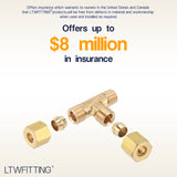 LTWFITTING Brass 1/4-Inch OD x 1/4-Inch OD x 1/8-Inch Male NPT Compression Run Tee Fitting(Pack of 5)