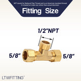 LTWFITTING Brass 5/8-Inch OD x 5/8-Inch OD x 1/2-Inch Male NPT Compression Branch Tee Fitting(Pack of 70)