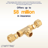 LTWFITTING Brass 5/8-Inch OD x 5/8-Inch OD x 1/2-Inch Male NPT Compression Branch Tee Fitting(Pack of 70)