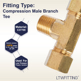 LTWFITTING Brass 3/8-Inch OD x 3/8-Inch OD x 1/4-Inch Male NPT Compression Branch Tee Fitting(Pack of 150)