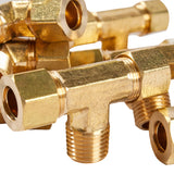 LTWFITTING Brass 3/8-Inch OD x 3/8-Inch OD x 1/4-Inch Male NPT Compression Branch Tee Fitting(Pack of 150)
